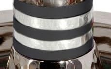 Havdallah Set Hammered Nickel Cone Shaped 4 Piece Set Designed with Black Rings