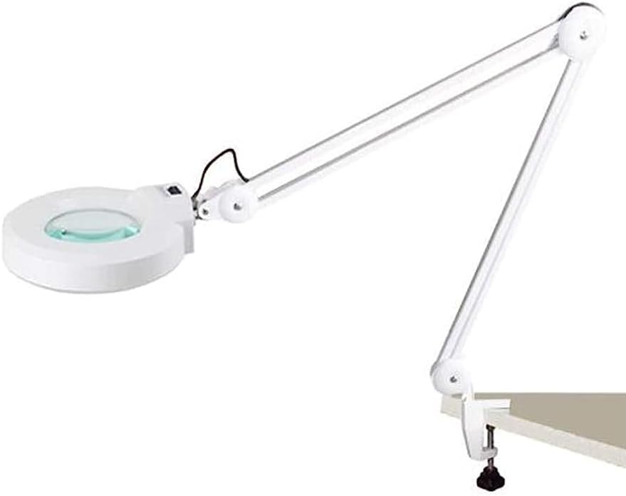 Magnifiers, 30 Led Magnifying Glass Clamp Lamp,5X Magnifier Lens,Metal Hose Adjustable Swivel Arm Clamp Light for Desk, Table,Craft, Jewelry,Sewing