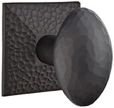 Emtek 5106 American Heritage Hammered Rosette PASSAGE SET, 3 Knob/Lever options and 4 Finish options (Indicate Left or Right handed) (Hammered Egg Knob, Flat Black (US19))