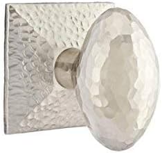 EMTEK Hammered Rosette Passage Set with Matching Finish Hammered Egg Knob - Available in 4 Finishes - 5106HEUS15 - Satin Nickel (US15)