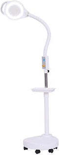 Magnifying Glass,Magnifier 8X Magnifier Lamp Floor Standing,Adjusting Light, Magnifying Light Adjustable Wheels,Storage Tray, for Skincare Beauty Nail Manicure Tattoo Salon and Home Use