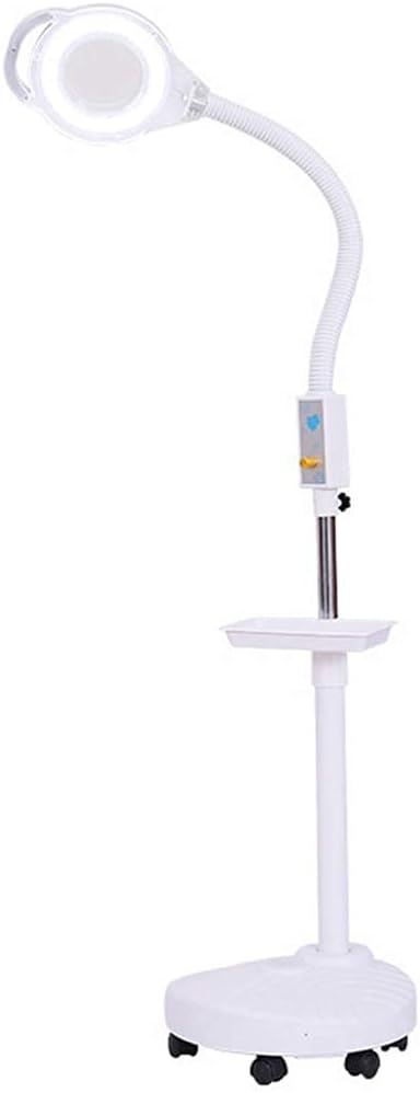 Magnifying Glass,Magnifier 8X Magnifier Lamp Floor Standing,Adjusting Light, Magnifying Light Adjustable Wheels,Storage Tray, for Skincare Beauty Nail Manicure Tattoo Salon and Home Use