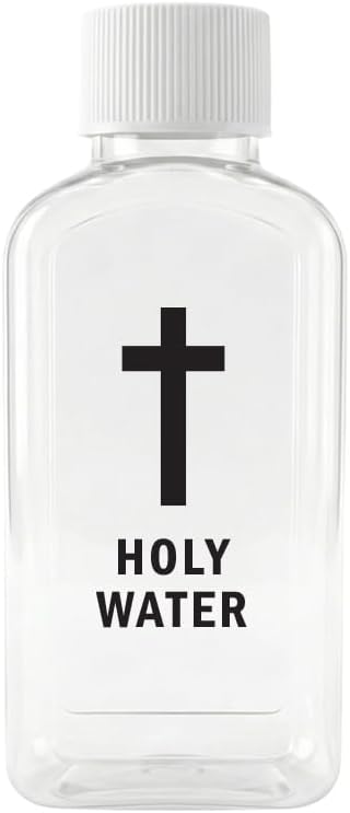 Custom 100cc Round Plastic Bottles - 3.4 oz Holy Water Favors with Minimalist Black or White Caps - Personalized Labels - Ideal for Confirmation Gifts & First Holy Communion Keepsakes (90)