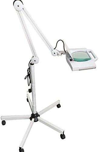 Magnifying Glass,Floor Standing Magnifier Lamp with 5X Magnification,Led Beauty Salon Cold Light White A/A