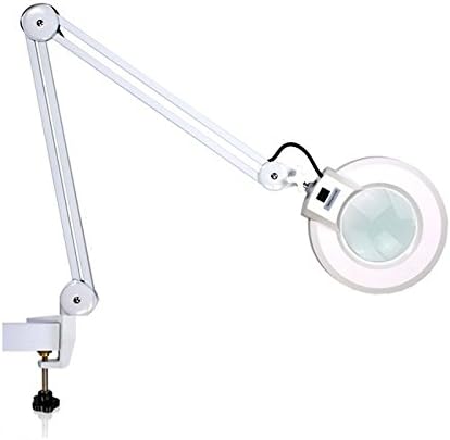 LED Desk Lamp - BANGWEIER 8X Magnifying Desk Table Clamp Lamp Mount Magnifier Light Glass Lens Adjustable LED Lighting
