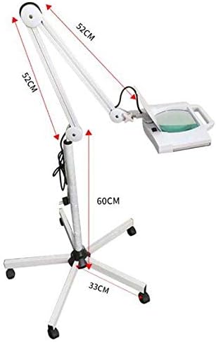 Magnifying Glass,Floor Standing Magnifier Lamp with 5X Magnification,Led Beauty Salon Cold Light White A/A