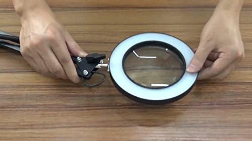 Magnifying Glasses Magnifier Desktop Magnifying Lamp with Clamp Dimmable Glass Light Lens Adjustable Swivel Arm Robust Base High Clarity for Sewing magnifiers The New