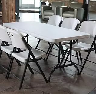 Generic Heavy Duty Lifetime Rectangular 6 Foot Commercial Grade Stacking Folding Utility Table for Dining, Picnic, and Party (White Granite, 1 Pack)