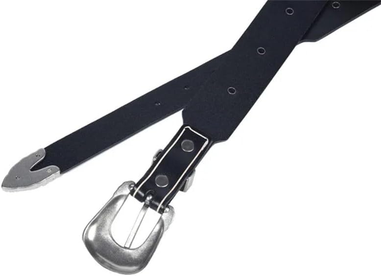 Men 3.8cm Leather Belt Buckle Vintage Metal Rivet Punk Belts Rock Jeans Belt