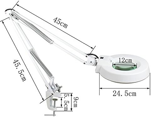 LED Desk Lamp - BANGWEIER 8X Magnifying Desk Table Clamp Lamp Mount Magnifier Light Glass Lens Adjustable LED Lighting