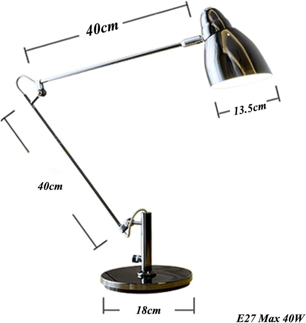 Desk Lamps Metal with Clip, Adjustable Reading Clamp Light with Long arm, Study Book Lamp for Work Office, with Cable and Switch, E27,Black