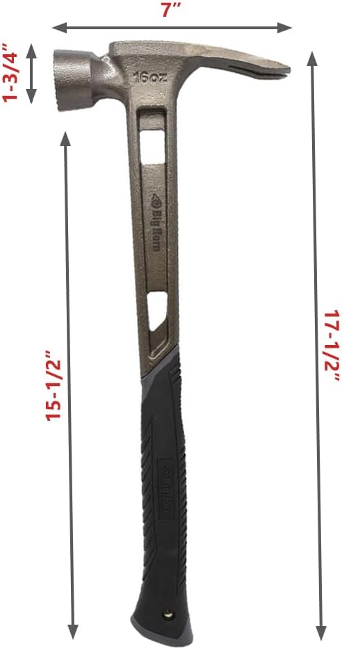 Big Horn 15152 16 Oz Tiger Titanium Framing Hammer With Straight Handle