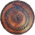 Medieval Dragon Shield, 22 Inch Decorative Leather Covered Wood Wall Shield, Round, Fantasy Home Decor Shield