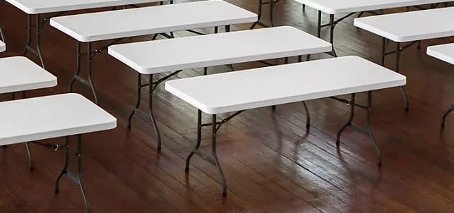 Generic Heavy Duty Lifetime Rectangular 6 Foot Commercial Grade Stacking Folding Utility Table for Dining, Picnic, and Party (White Granite, 8 Pack)
