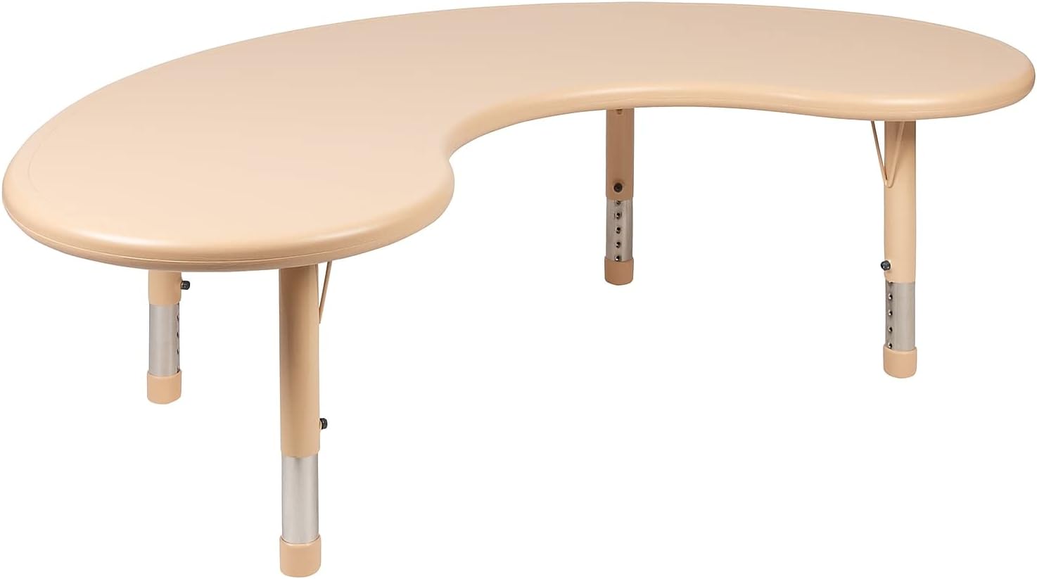 Flash Furniture 35'W x 65'L Half-Moon Natural Plastic Height Adjustable Activity Table Set with 4 Chairs