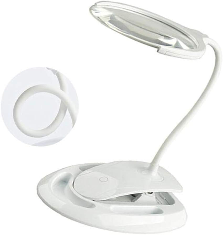 Magnifying Magnifier Glass 8X/ 3X with Light on Stand Clamp Arm Hands Illuminated Glass Table Desk Lamp Stand Clip on for Reading ies