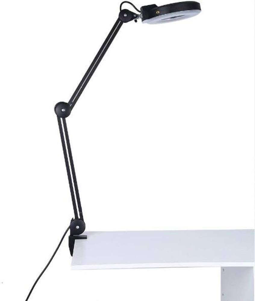8X LED Magnifying Lamp with Clamp, Magnifier Glass Lamp, Full Spectrum Daylight Lens with Adjustable Swivel Arm Light for Desk Table Task Craft Or Workbench A/Black