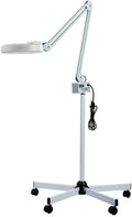 Magnifying Floor Lamp Adjustable Swivel Arm Beauty Magnifier Light 5X Magnifier LED Light with Rolling Floor Stand