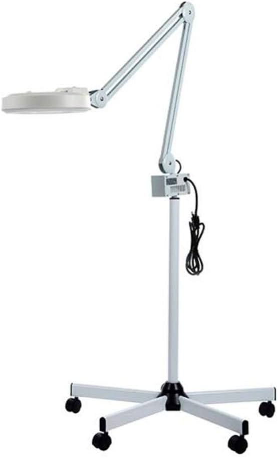 Magnifying Floor Lamp Adjustable Swivel Arm Beauty Magnifier Light 5X Magnifier LED Light with Rolling Floor Stand