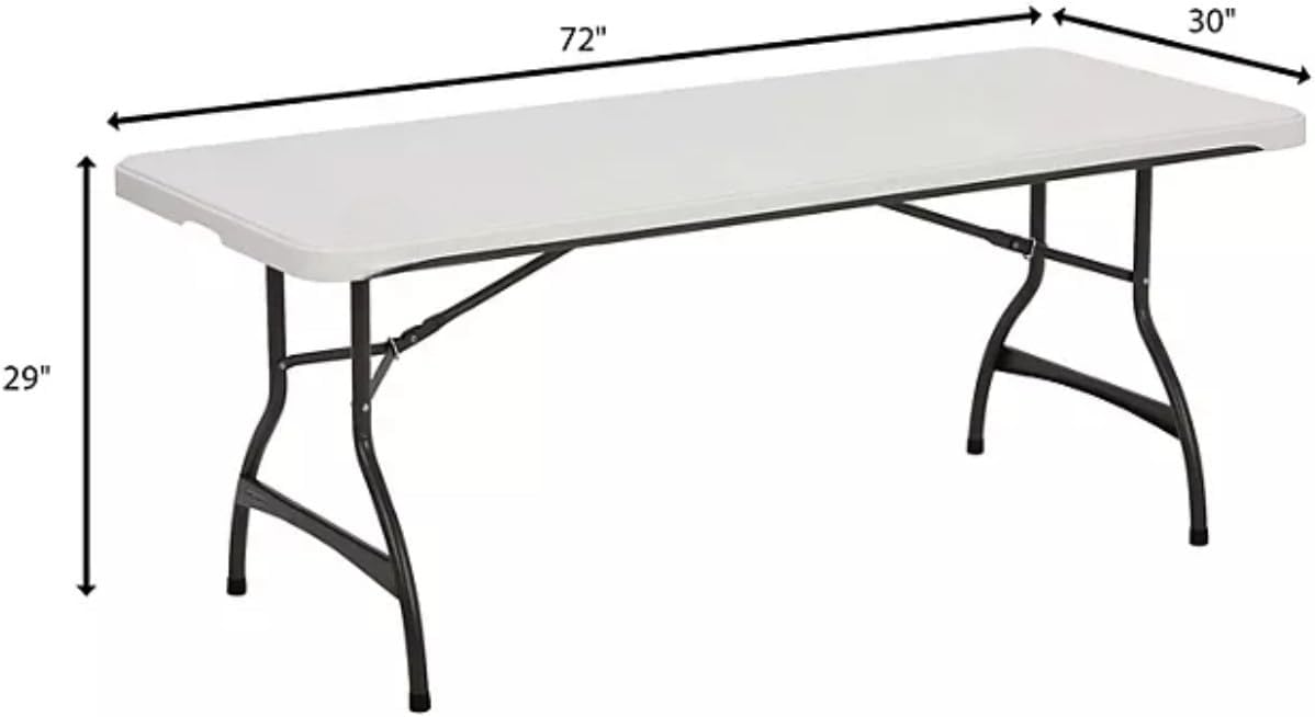 6 Foot Folding Table, Portable Rectangular Banquet Table(6' Folding Table, White Granite, 1 PK)