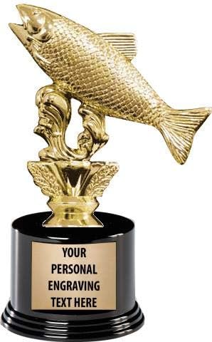 Crown Awards Fish Trophies with Custom Engraving, 7.25' Personalized Salmon Fish Trophy On Deluxe Round Base Prime