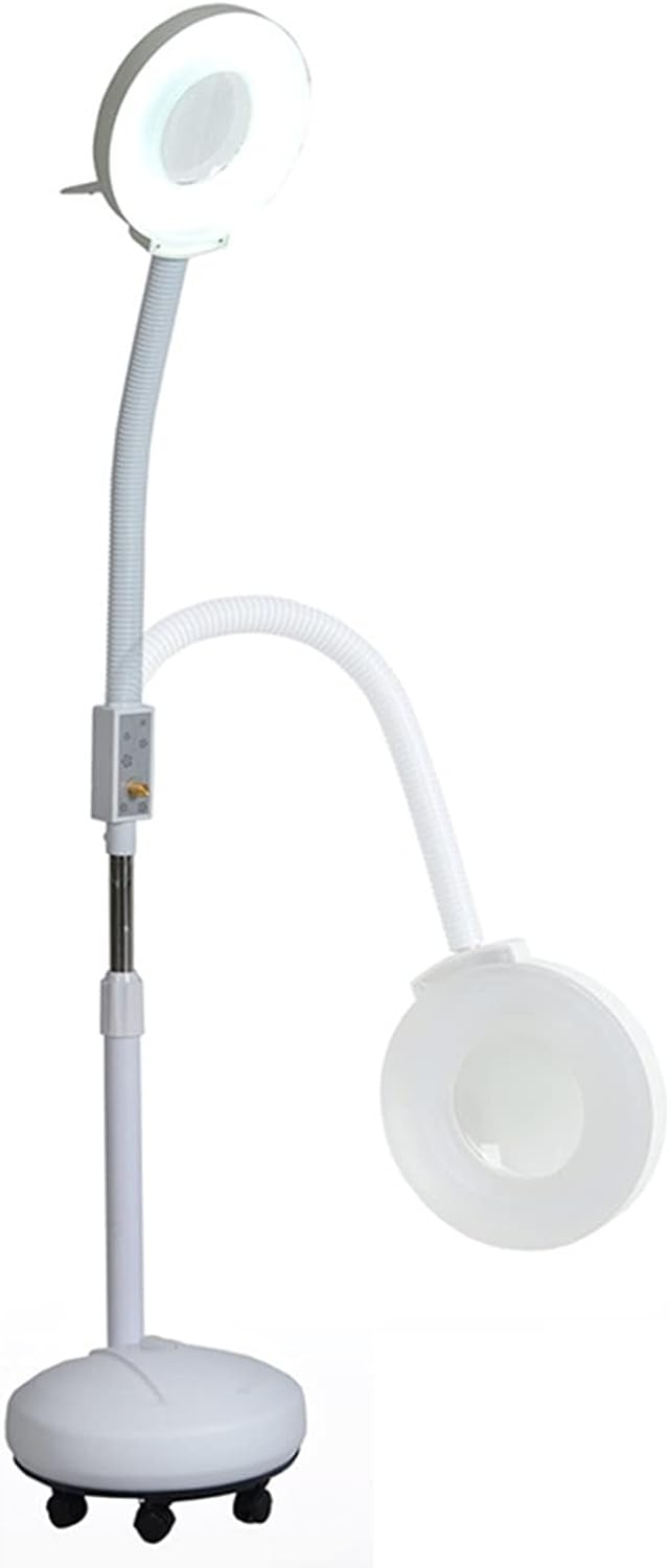 Dimmable Magnifier Lamp, 8X Beatuy Magnifying Glass Lamp LED Cold Light Floor Lamp Soft Light Shadowless Eye Care Light for Tattoo Skin Care Manicure Eyebrows