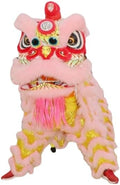 14 Inch Double Lion Dance Mascot Costume Chinese Traditional Dragon Lion Dance for 15+ Age Party Carnival Festivall(Light Pink)