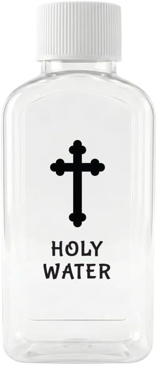 Custom 100cc Round Plastic Bottles - 3.4 oz Holy Water Favors with Minimalist Black or White Caps - Personalized Labels - Ideal for Confirmation Gifts & First Holy Communion Keepsakes (70)