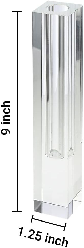 Serene Spaces Living Large Modern Crystal Square Bud Vase, Decorative Single Flower Vase for Wedding Centerpieces, Events, Parties, Home Décor Accents, Pack of 12