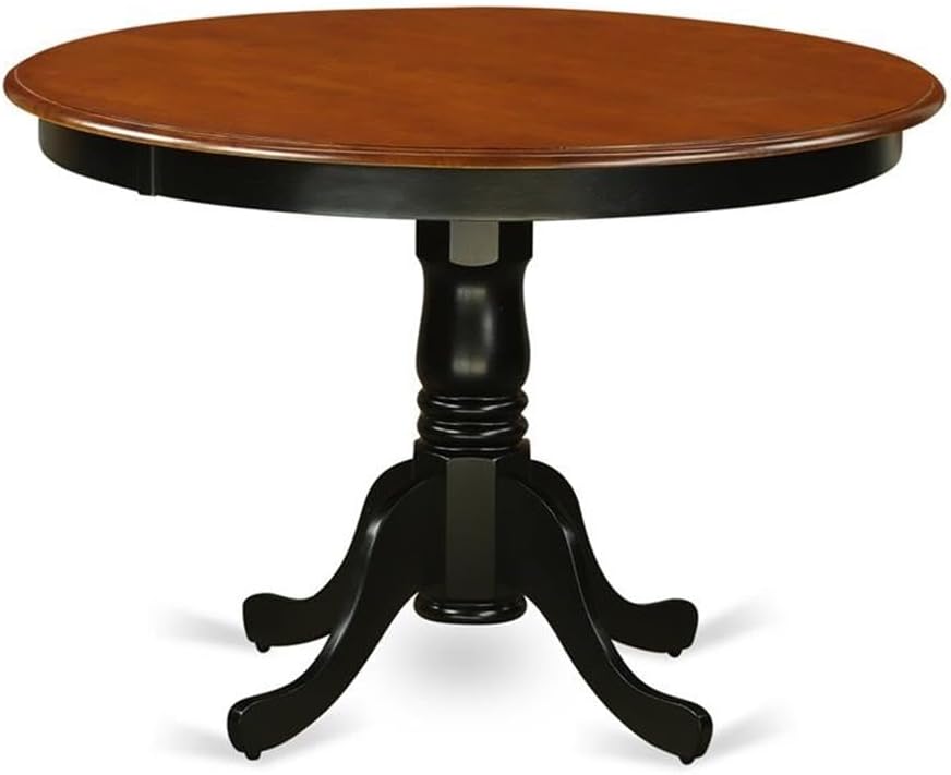 East West Furniture HLKE3-BCH-LC 3 Piece Kitchen Table & Chairs Set Contains a Round Dining Room Table with Pedestal and 2 Faux Leather Upholstered Chairs, 42x42 Inch, Black & Cherry