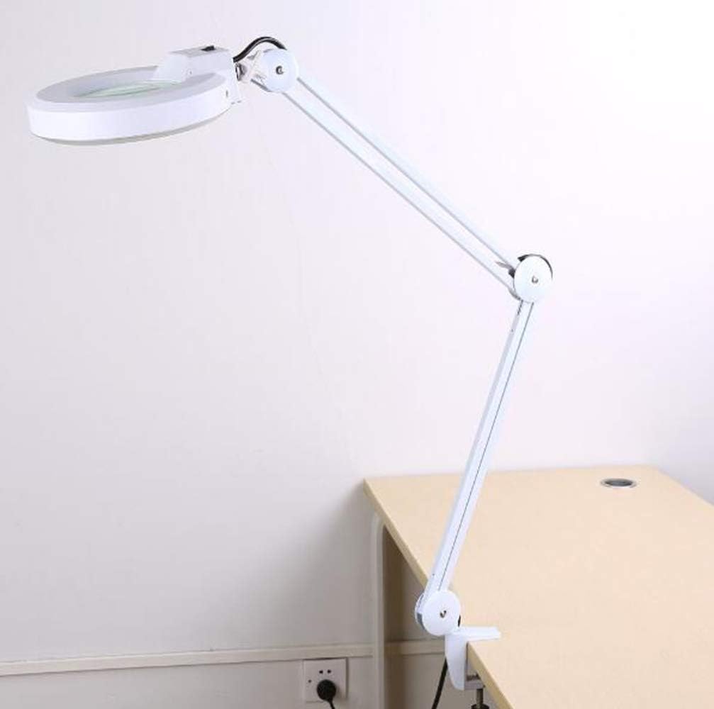 5X/8X LED Magnifying Lamp with Clamp,Super Bright Magnifier Glass Lamp, Full Daylight Lens with Adjustable Swivel Arm Light for Desk Table Task Craft Or Workben