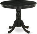 East West Furniture ANT-ABK-TP Antique Dining Room Table - a Round kitchen Table Top with Pedestal Base, 36x36 Inch, Wirebrushed Black