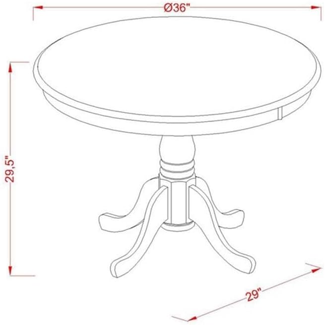 East West Furniture ANT-ABK-TP Antique Dining Room Table - a Round kitchen Table Top with Pedestal Base, 36x36 Inch, Wirebrushed Black