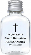 Personalized 100ml (3.4 oz) Holy Water Bottles (Empty) - TSA Travel Size Plastic Flask with Gold/Silver Cap - Custom Labels - First Holy Communion Keepsakes & Confirmation Gifts (70)