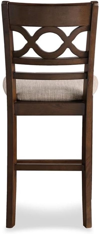 Pemberly Row 5-Piece Solid Wood Counter Height Dining Set, 42' Round Table, Brown Finish, Includes 4 Chairs with Padded Seats, Contemporary Style for Kitchen or Dining Room