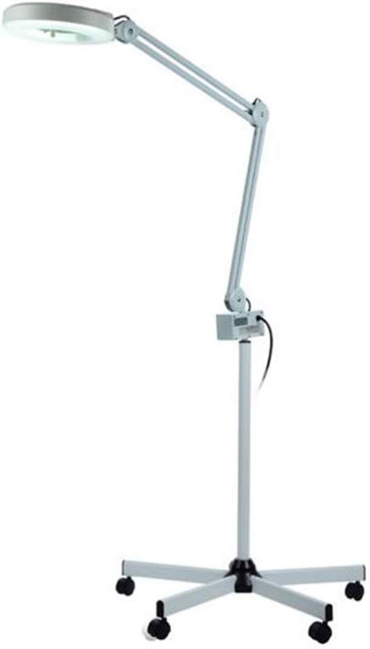 Magnifying Floor Lamp Adjustable Swivel Arm Beauty Magnifier Light 5X Magnifier LED Light with Rolling Floor Stand