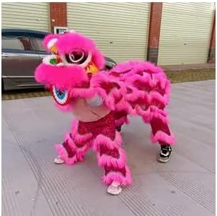 12 Inch Double Lion Dance Mascot Costume Chinese Traditional Dragon Lion Dance for 15+ Age Party Carnival Festivall(Red)