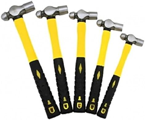 5 PC BALL PEIN HAMMER SET HEAVY DUTY FIBERGLASS HANDLE 8 12 16 24 32 Oz,NEW