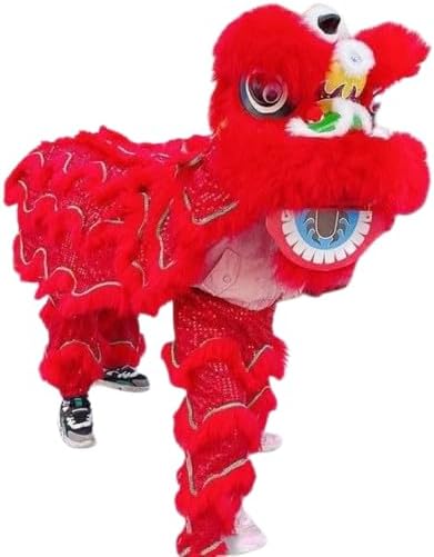 12 Inch Double Lion Dance Mascot Costume Chinese Traditional Dragon Lion Dance for 15+ Age Party Carnival Festivall(Red)