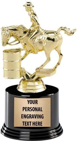 Crown Awards Rodeo Trophies with Custom Engraving, 7.25' Personalized Female Barrel Racing Trophy On Deluxe Round Base Prime