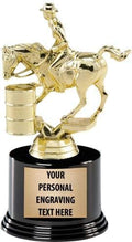 Crown Awards Rodeo Trophies with Custom Engraving, 7.25' Personalized Female Barrel Racing Trophy On Deluxe Round Base Prime