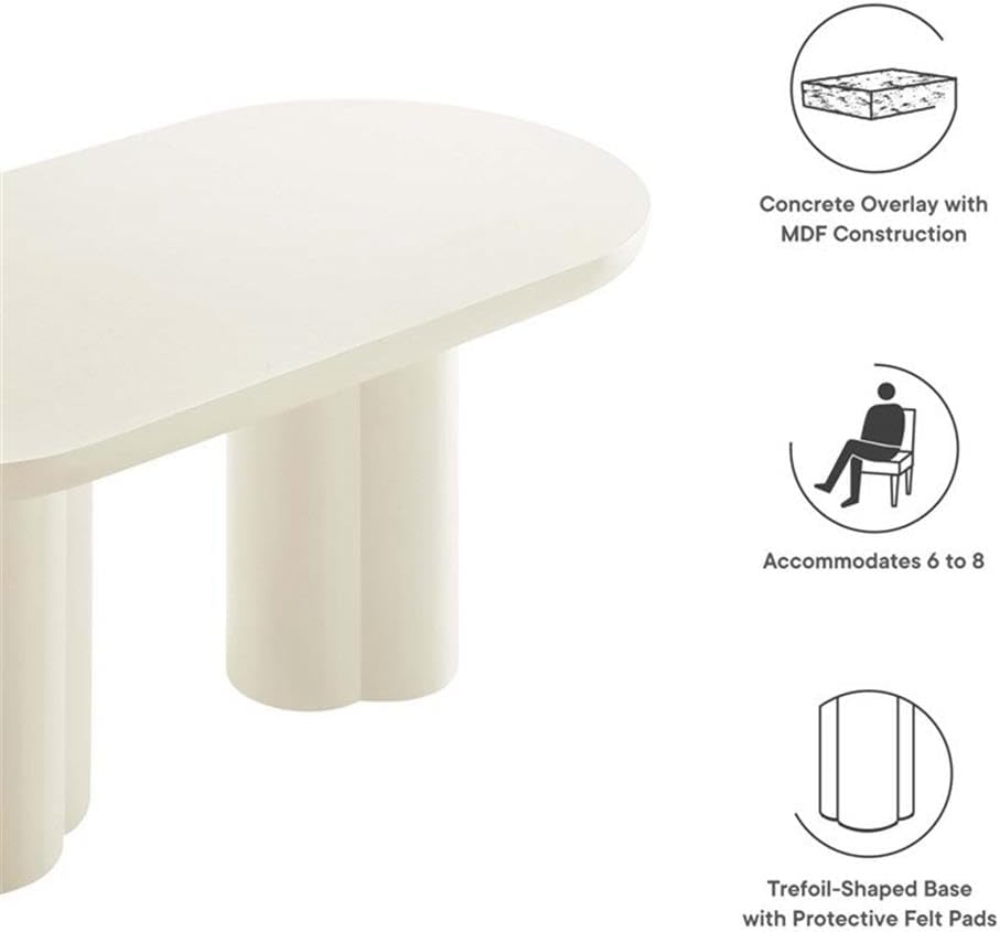 Modway EEI-6764-WHI Caspian 72' Oval Concrete Dining Table, White