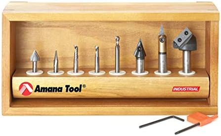 Amana Tool - AMS-130 8-PC Signmaking Starter CNC Router Bit Collection, 1/4 & 1/2' Sh