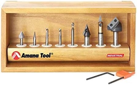Amana Tool - AMS-130 8-PC Signmaking Starter CNC Router Bit Collection, 1/4 & 1/2' Sh