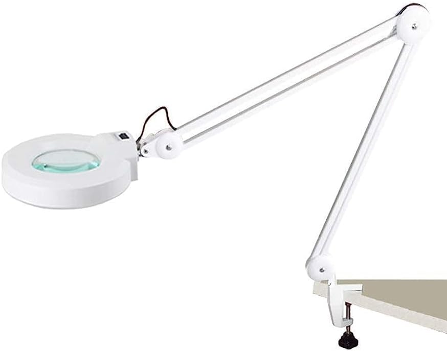 Magnifiers, 30 Led Clamp Lamp,5X Magnifier Lens,Metal Hose Adjustable Swivel Arm Clamp Light for Desk, Table,Craft,Sewing