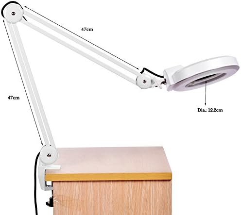 LED Desk Lamp - BANGWEIER 8X Magnifying Desk Table Clamp Lamp Mount Magnifier Light Glass Lens Adjustable LED Lighting