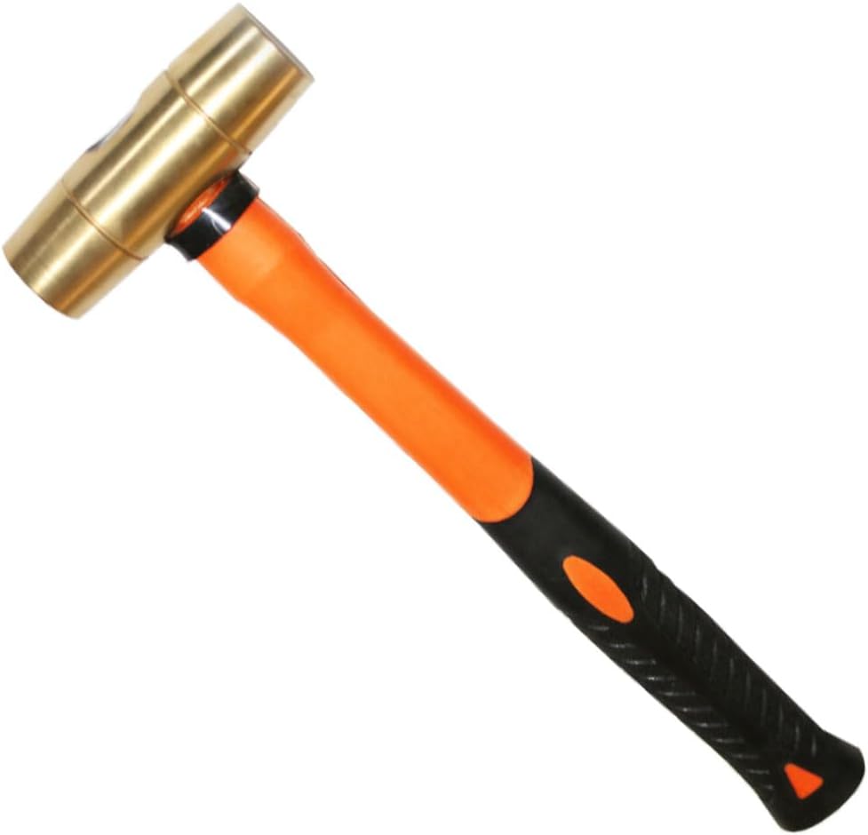Nixalith Brass Mallet Hammer 48oz,Ball Pein Hammer With Fiberglass Handle,Length 340mm,Metalworking Tool,Non-magnetic Brass Hammer 1360g