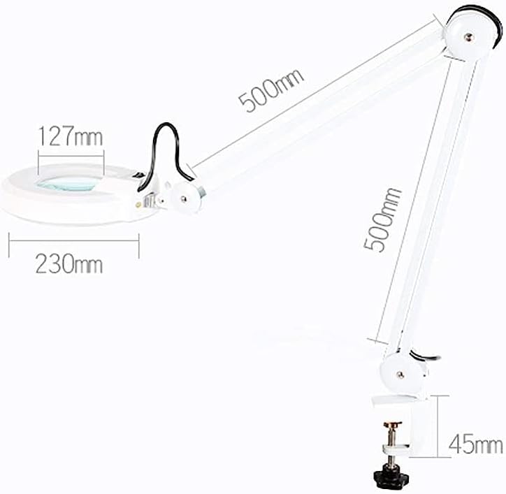 Magnifiers, 30 Led Clamp Lamp,5X Magnifier Lens,Metal Hose Adjustable Swivel Arm Clamp Light for Desk, Table,Craft,Sewing