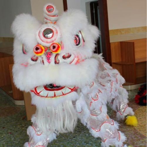 12 Inch Double Lion Dance Mascot Costume Chinese Traditional Dragon Lion Dance for 15+ Age Party Carnival Festivall(Orange)