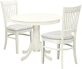 Furnifact White Solid Wood 3 Piece Set with Chairs, Compact Table and Chairs for 2, Ideal Small Kitchen or Dinette Table for Breakfast and More